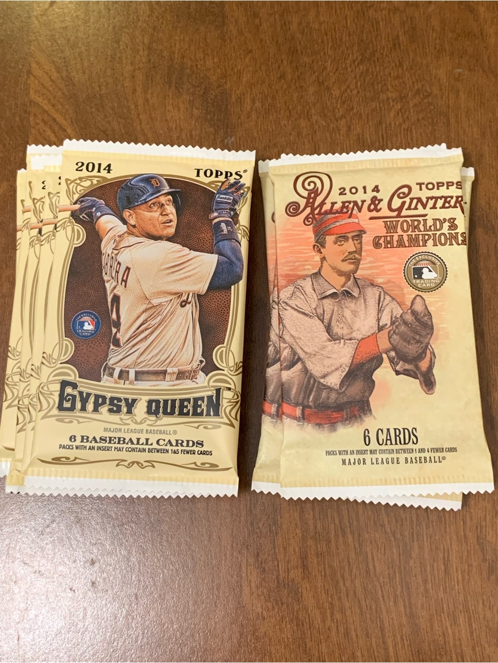 8 Sealed 2014 Topps Baseball Cards Wax Packs - 5 Gypsy Queen & 3 Allen & Ginter